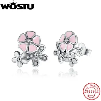 

100% 925 Sterling Silver Poetic Cherry Blooms Flowers Stud Earrings For Women Authentic Compatible with Original WST Jewelry