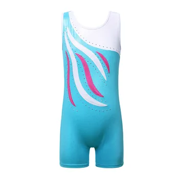 

BAOHULU 3-11 Years Teens Girls Sleeveless Shiny Leotards Gymnastics Jumpsuit Child Tank Unitards Biketard Ballet Dance Costume