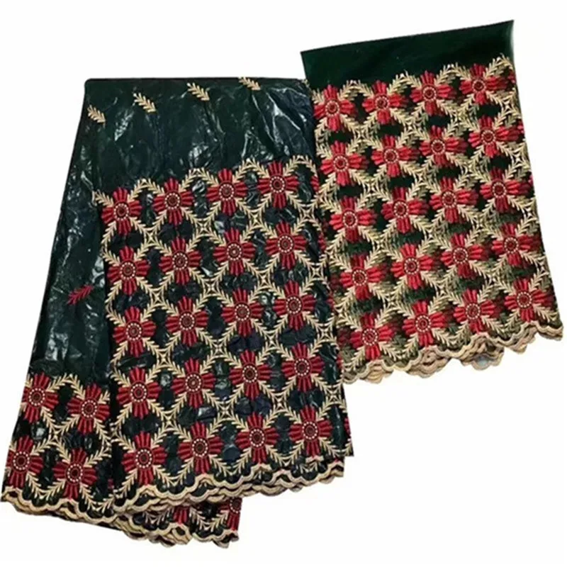 

Guinea brocade fabric bazin riche getzner 2019 Latest african lace fabric latest nigerian gele headtie for wedding 5+2yards/lot