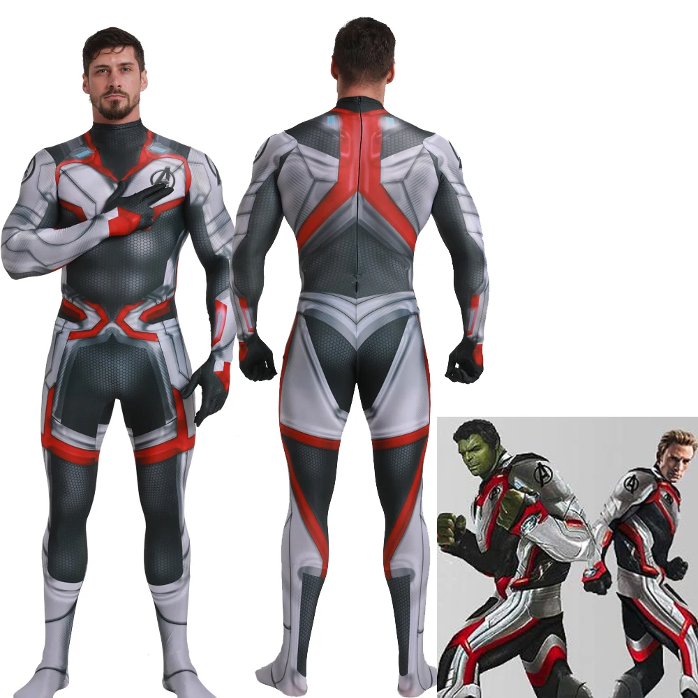 Hot Sale Avengers Endgame Quantum Realm Cosplay Costume Superhero Captain America Zentai Bodysuit Suit Jumpsuits for Adult/Kids