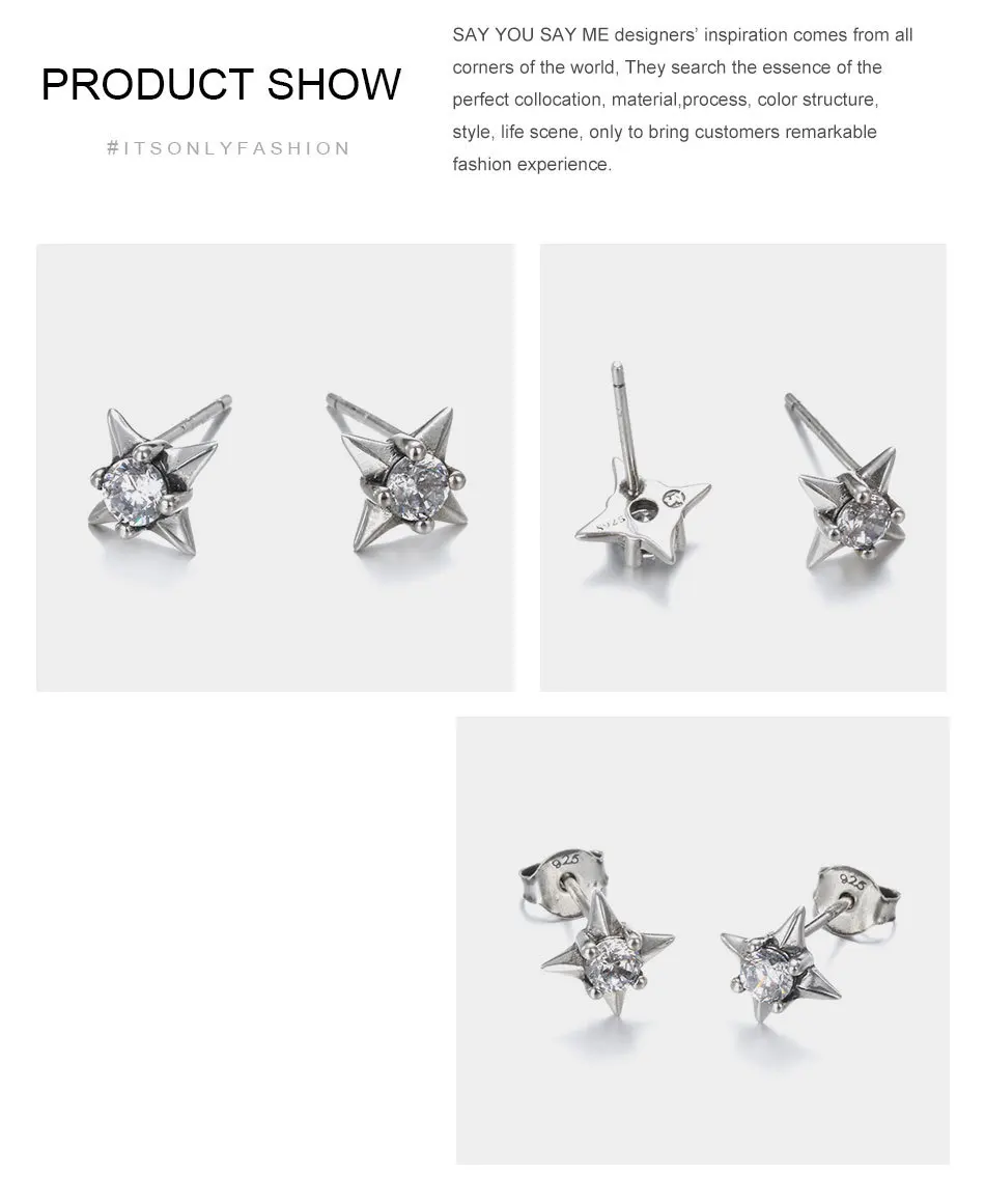 T09-925-Sterling-Silver-White-Zircon-Earrings-Prevent-Allergy-Cross-Earrings-Unisex-2018-New-Arrival-Best-Gifts