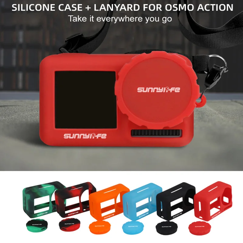 

Sport Camera Silicone Cover Lens Case Sling Strap Lanyard for DJI OSMO ACTION Protective Accessory
