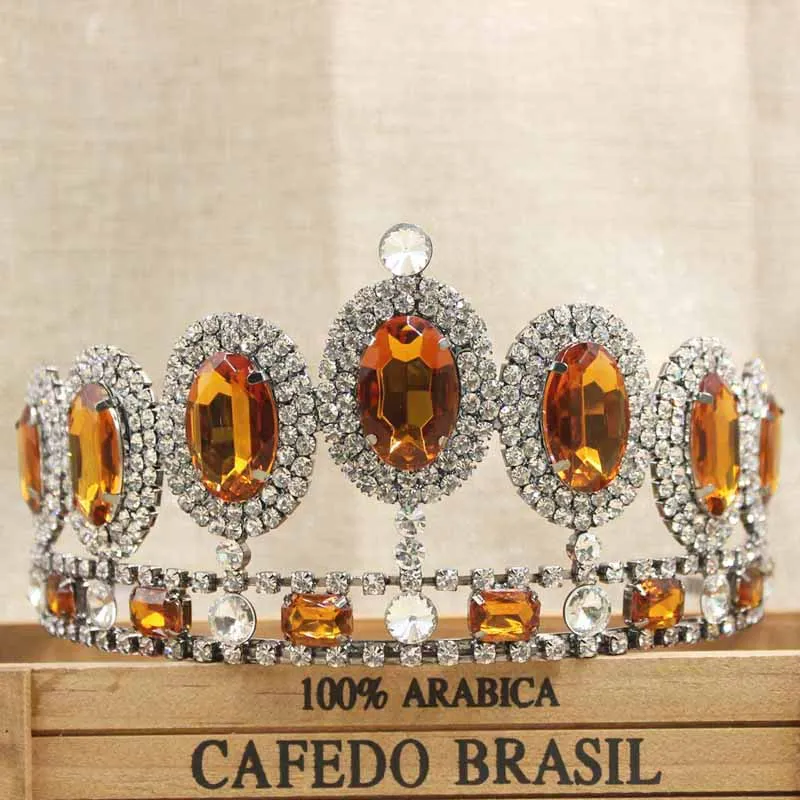 

zerongE jewelry 3.4"Baroque Vintage Crystal Bridal Tiaras Crowns Wedding Hair Accessories Black Rhinestone prom tiara