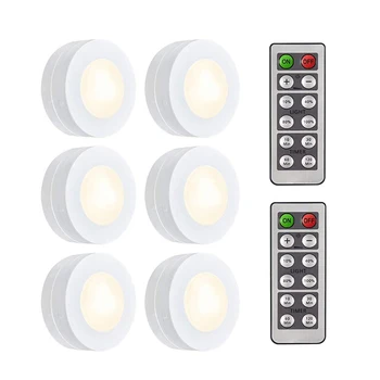 Xsky 터치 센서 LED 언더 캐비닛 조명, 조도 조절 LED 퍽 라이트, 주방 옷장 계단 옷장 야간 램프 배터리 전원