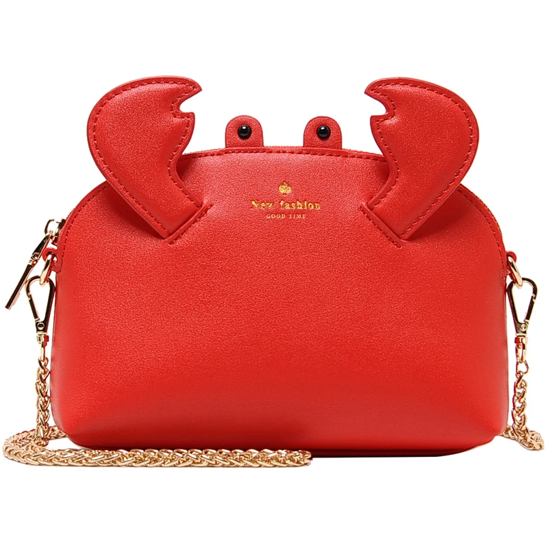 

2018 New Cute Lobster Shape Handbags for Women Red Leather Handbag Female Mini Shoulder Bags Small Chain Crossbody Bags Lady Bag