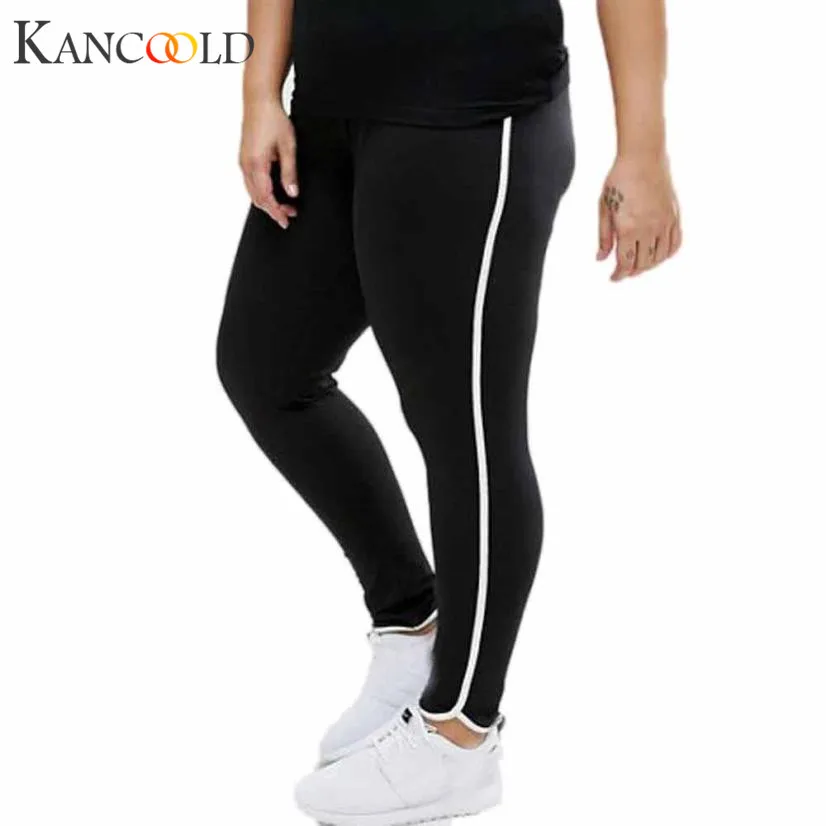 KANCOOLD Fashion Women Solid Plus Size Elastic Leggings Block Mesh ...