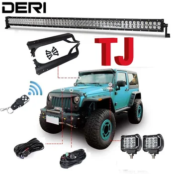 

50 inch 288W Offroad Dual Row Straight Combo LED Work Light Bar Mount Brackets Remote Controller Kit for Jeep Wrangler TJ 97-06