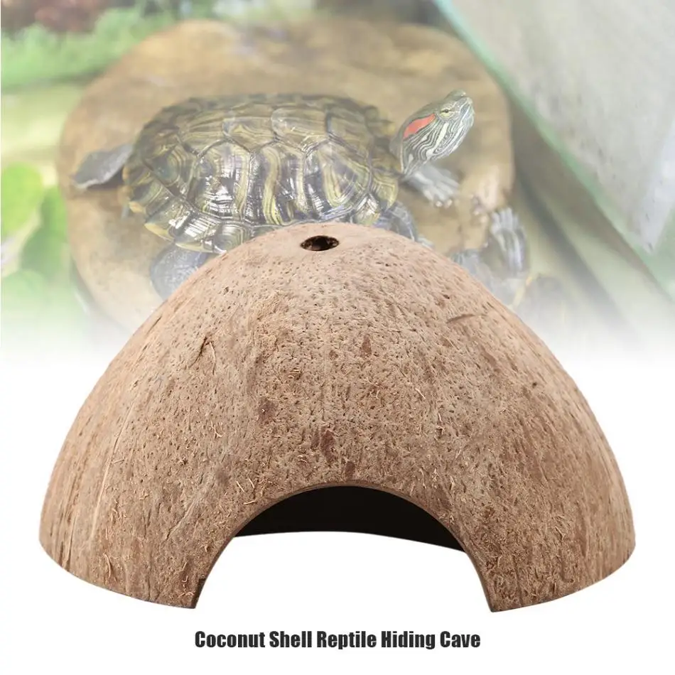 Reptile Hiding Cave Natural Coconut Shell Turtle Aquarium Hide House Decor Habitat Decor Aliexpress