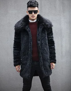 

2019 Fur Coat Winter Faux Fur Outwear On One Sides Men Punk Clothing