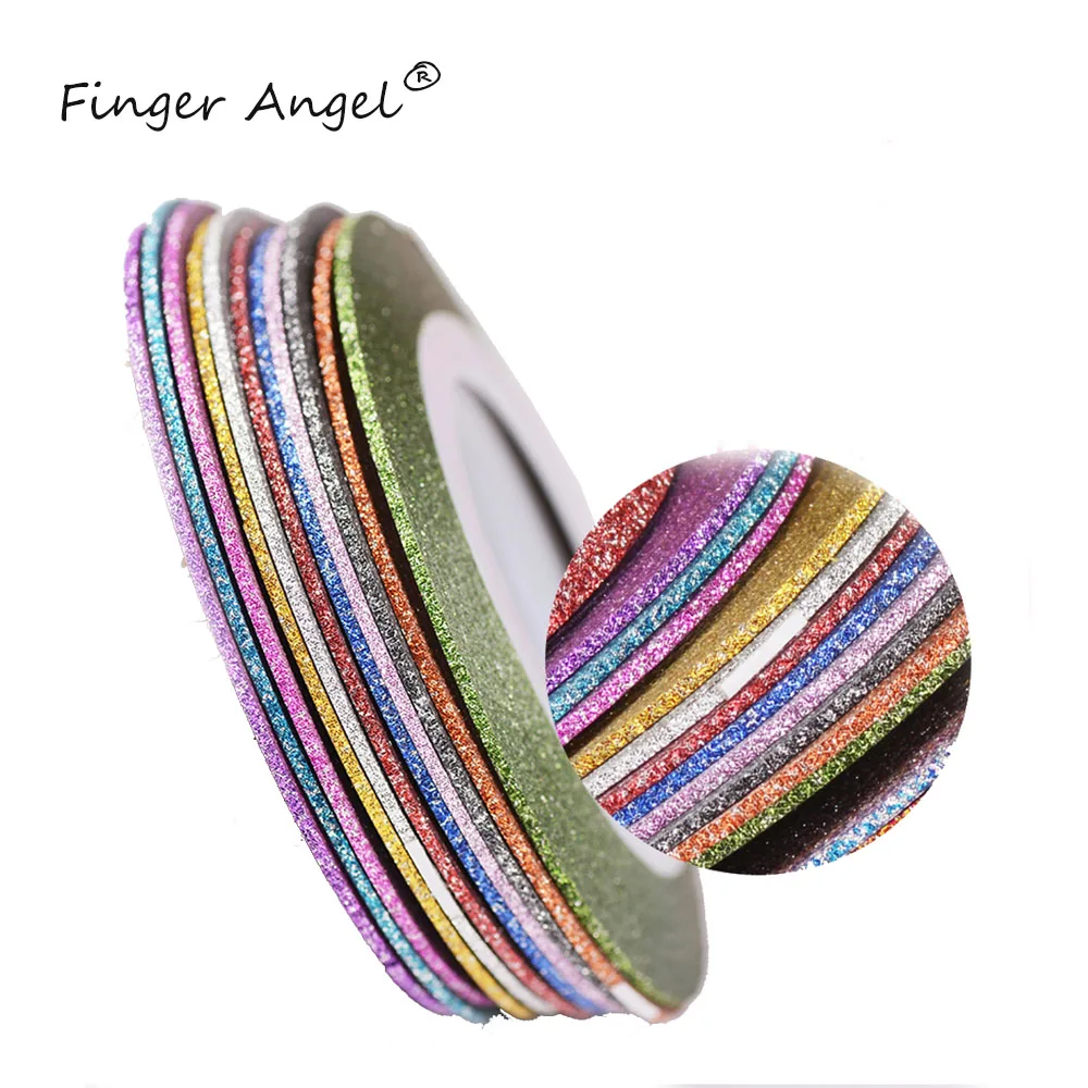 

Finger Angel Nail Art Striping Tape Line Scrub 1mm Mixed Colors Roll Stickers DIY Nail Tips Manicure Decoration Sticker Set