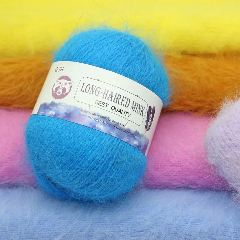 Drop Shipping Cashmere Long Plush Mink Yarn Wool Hand-Knitting Yarn for Weaving Sweater Hat Scarf Suitable Thread пряжа 50g 4