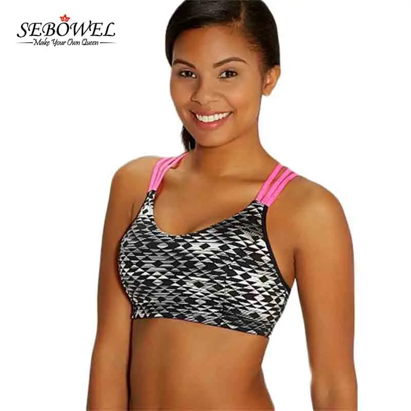 SEBOWEL Women Sport Bra Top Quick Elastic Running Yoga Tops Vest Fitness Gym Strappy Vest