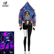 ROLECOS Game LOL Cosplay Costumes Group K/DA Akali Jacket Colorful Version Costumes Group KDA Akali for Women Cosplay Costumes ROLECOS Game LOL Cosplay Costumes Group K/DA Akali Jacket Colorful Version Costumes Group KDA Akali for Women Cosplay Costumes