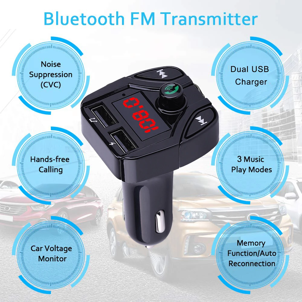 Bluetooth A2DP автомобильный комплект беспроводной fm-передатчик громкой связи 3.1A Быстрая зарядка двойной USB зарядное устройство lcd TF карта Автомобильный MP3-плеер модулятор