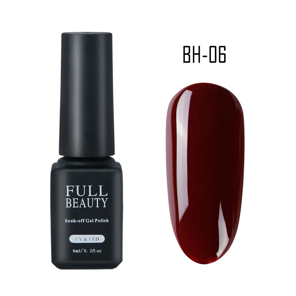 Gel Varnish 6ML UV Gel Nail Polish Soak off Red Black Colorful Primer Lacquer Manicure Base Top Coat Semi Permanent SA981 - Color: BH-06