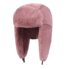 HT2094 Высококачественная зимняя шапка-бомбер для мужчин и женщин, Толстая теплая русская меховая шапка, одноцветная шапка-ушанка для верховой езды, шапка-ушанка для русской ушанки