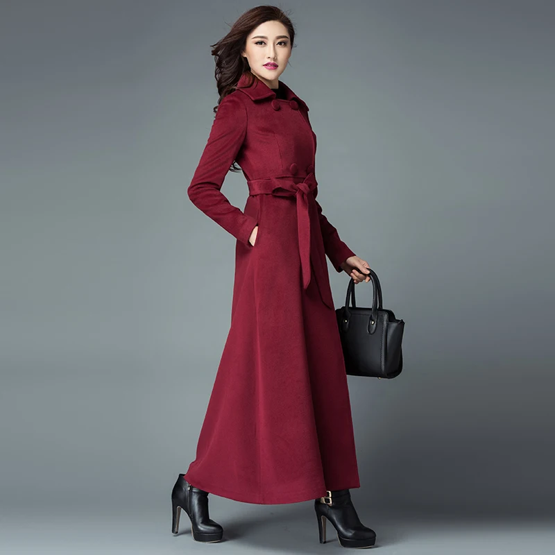 Manteau bleu pourpre Européenne Cachemire Tranchée Laine Design rouge Oversize De Long Nouveau Mince Noir Manteaux Chaud Femmes D'hiver p4xFw