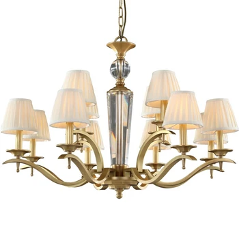 

American 6 arm 10 arm Copper Chandelier hall hotel Bedroom Dining Living Room Luxury Suspendsion light Fixture E14 3W lamp 110V