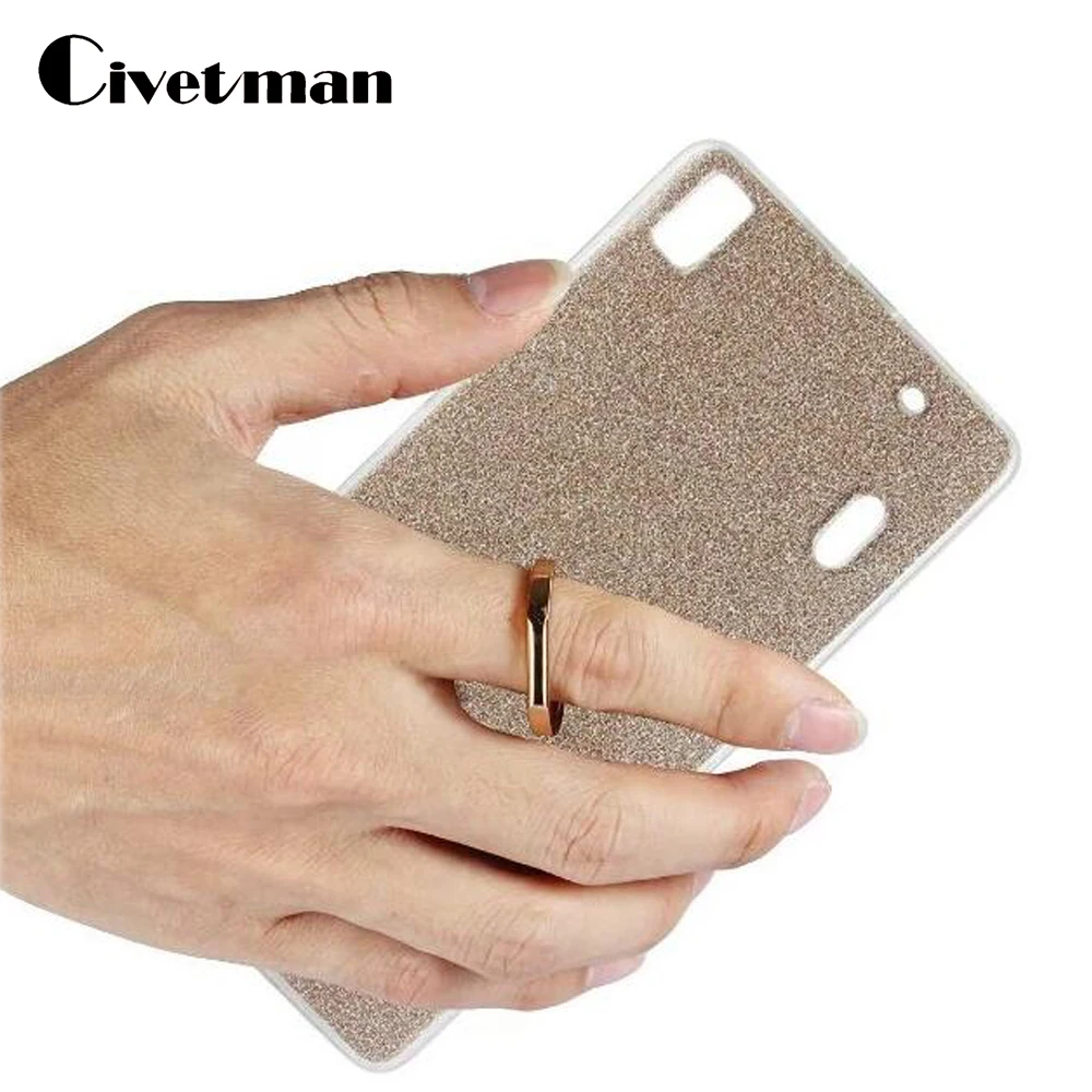 

Cover Phone Case For Lenovo K3 Note K50-t5 A7000 5.5" TPU Silicone Transparent Shell Shine Flash Glitter Powder Metal Ring Stent