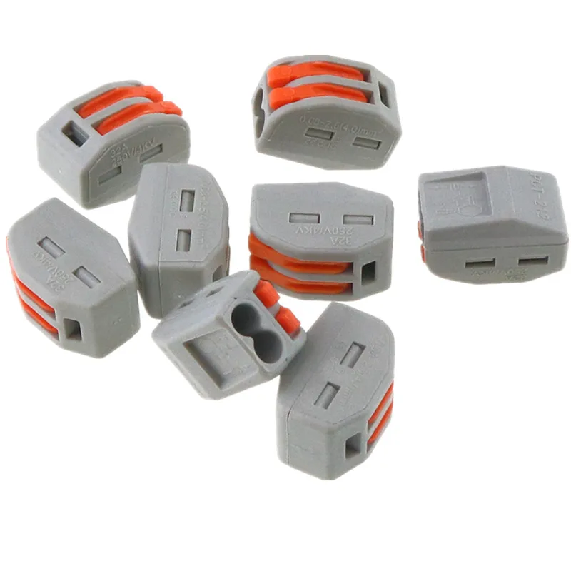 

(10 pcs/lot) 222-412(PCT212) Universal Compact Wire Wiring Connector 2 pin Conductor Terminal Block With Lever 0.08-2.5mm2