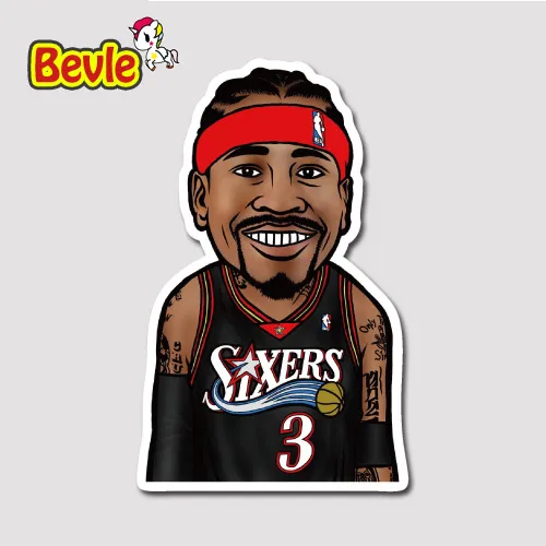 Bevle 9318 NBA Bastetball Super Star Allen Iverson Waterproof Stickers Laptop Luggage Car Graffiti Cartoon Sticker DIY
