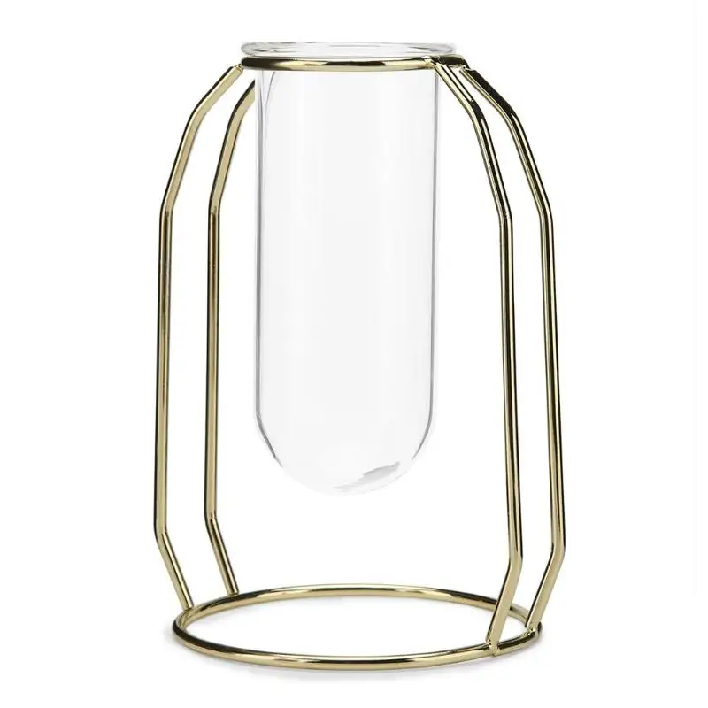 Доступная Lluxury 1 комплект в скандинавском стиле стеклянная железная ваза для художественного творчества розовое золото цеометрическая форма цветочный горшок для дома Свадебные украшения Аксессуары