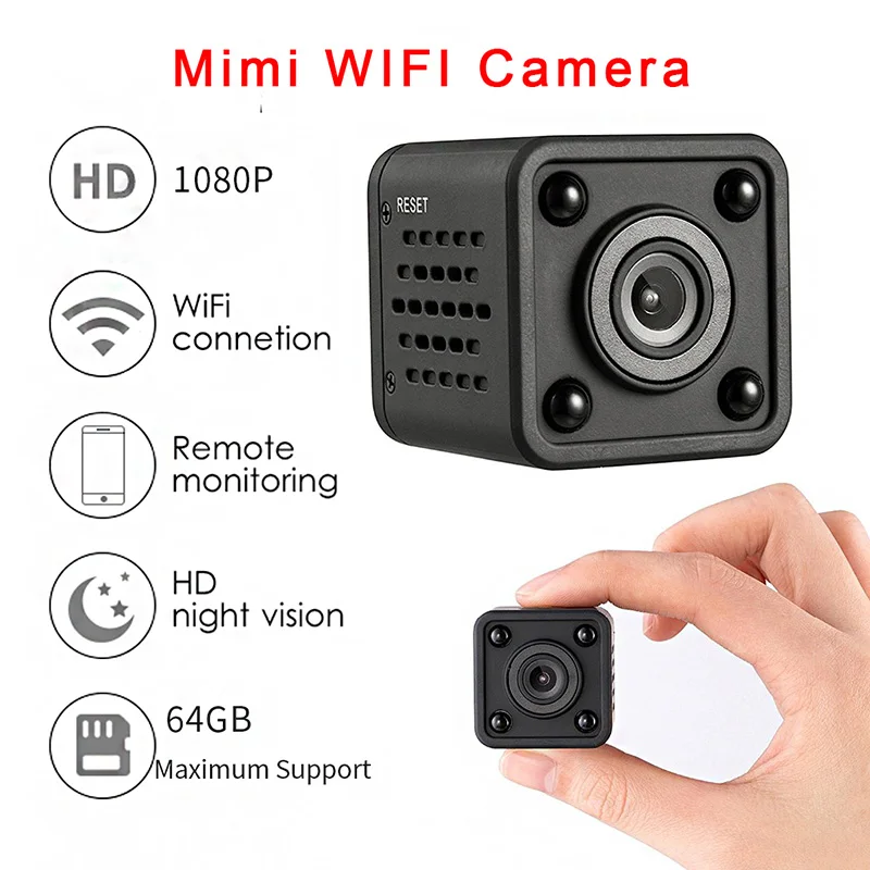 

1080P Mini WiFi Camera HD Remote Monitoring Playback Video Recorder Micro Cam Motion Detection Night Vision Home Camcorder 64G