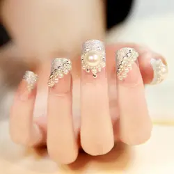 3D Мода белый дизайн ногтей советы жемчуг Акриловые драгоценный камень Блеск Маникюр DIY украшения OA66