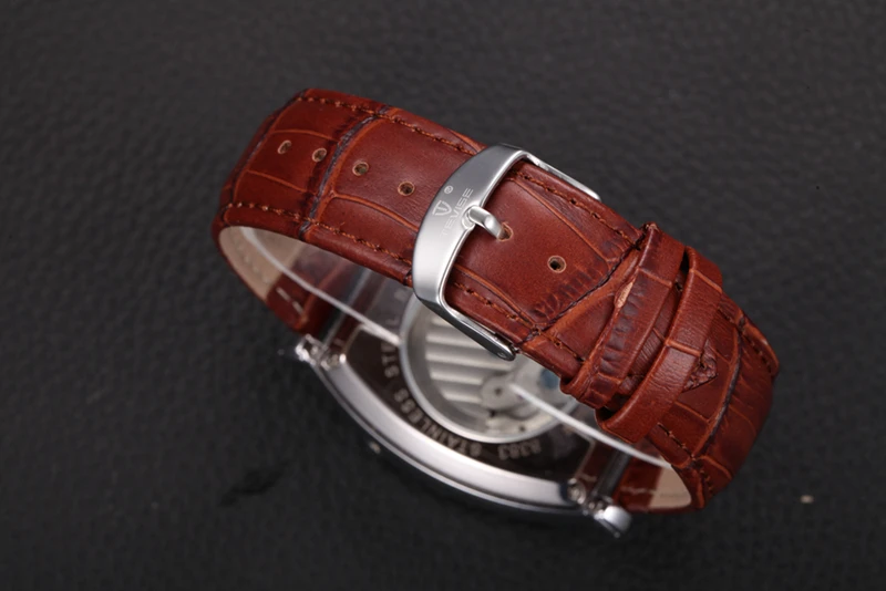 TEVISE, высокое качество, турбийон, автоматические механические часы для мужчин, самовзводные, бизнес, натуральная кожа, календарь, наручные часы, 8383B