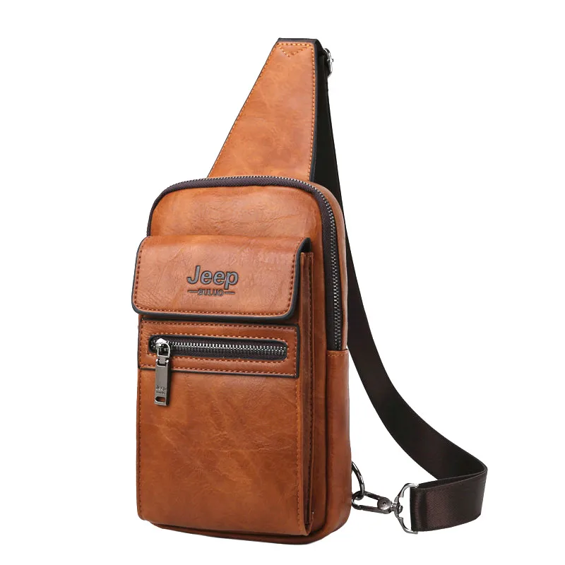 JEEP BULUO, высокое качество, мужские нагрудные сумки, спилок, кожа, большой размер, сумка через плечо, для молодых людей, известный бренд, сумки на ремне - Цвет: 8804-Orange
