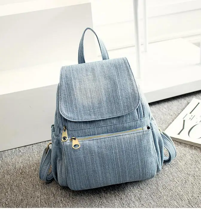 Meloke 2019 de alta calidad Vintage Denim Mochila multifuncional Bolsa de viaje para la escuela de niñas de 6 los orificios Mochila Bolsa