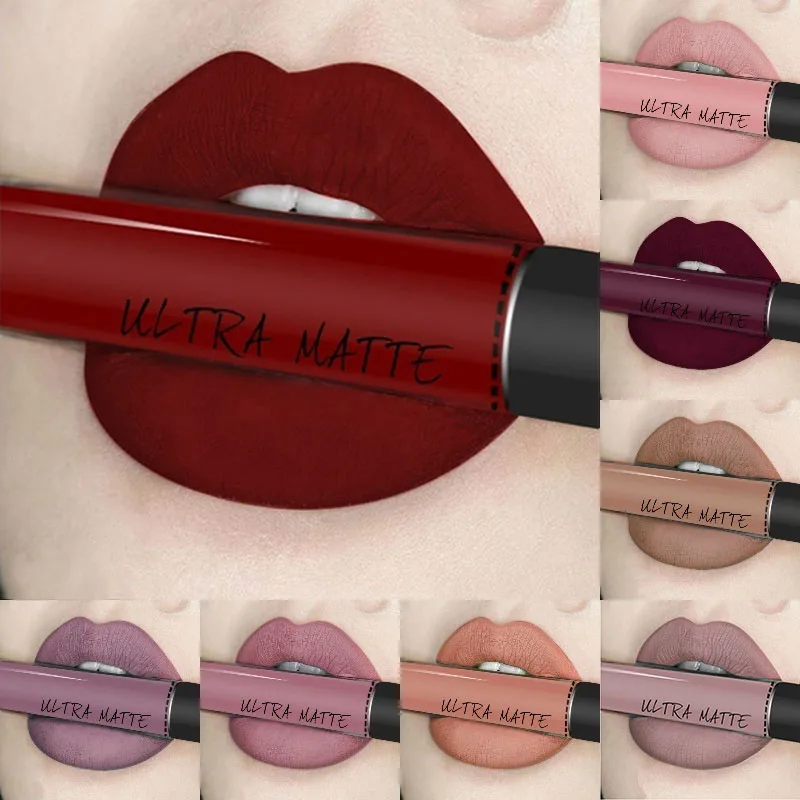 

12 Colors Long Lasting Waterproof Liquid Pencil Matte Lipstick Lip Gloss Makeup Nonstick cup