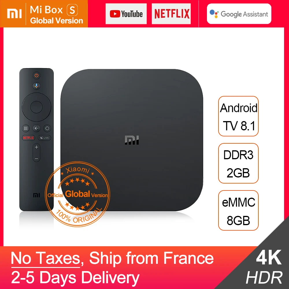

Xiaomi MI Box S Android TV 8.1 Set Top Box 2G+8G Google Player Youtube BT Dual-Band WIFI Xiaomi MI Box S Android TV 8.1 4K