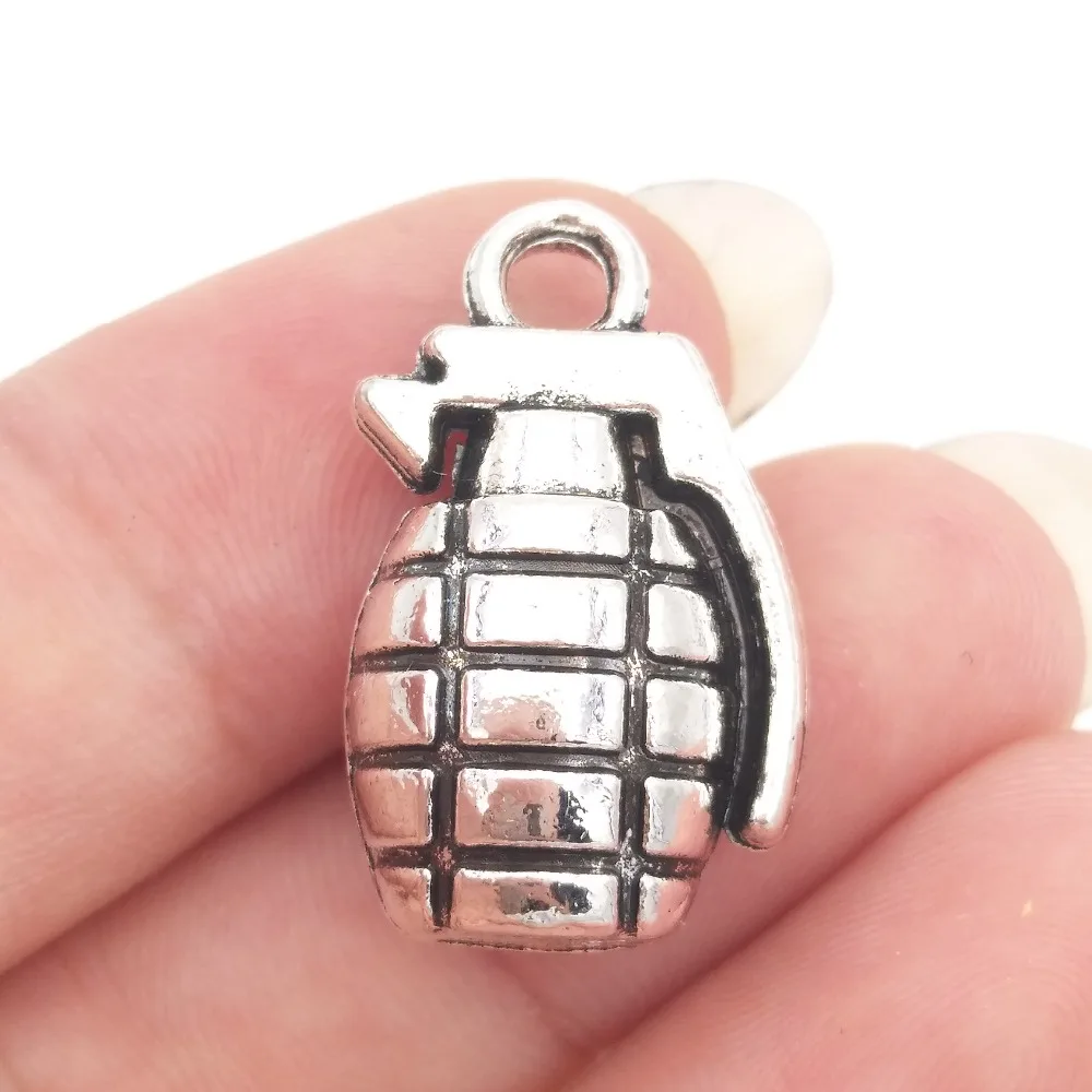 BULK 30 Zinc Alloy War & Weapon Theme 3D Hand Grenade Charms Antique