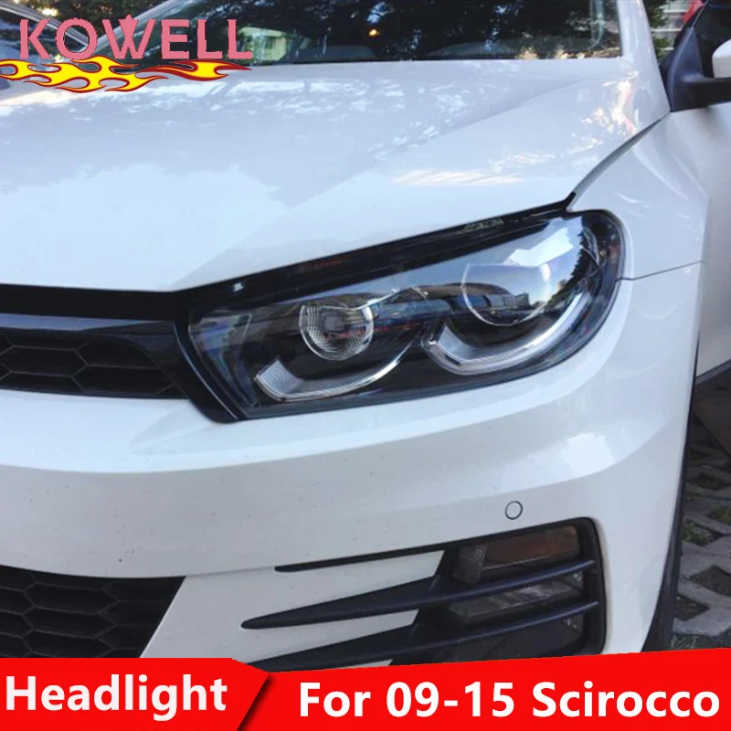 KOWELL автомобильный Стайлинг для VW Scirocco1.4T светодиодные фары 2009- для Scirocco drl H7 hid Q5 Bi-Xenon Объектив Ангел глаз ближнего света