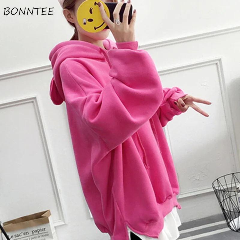 

Hoodies Women 2019 Winter Plus Velvet Warm Thicken Soft All-match Womens Pullover Hooded Long Sleeve Korean Style Females Chic