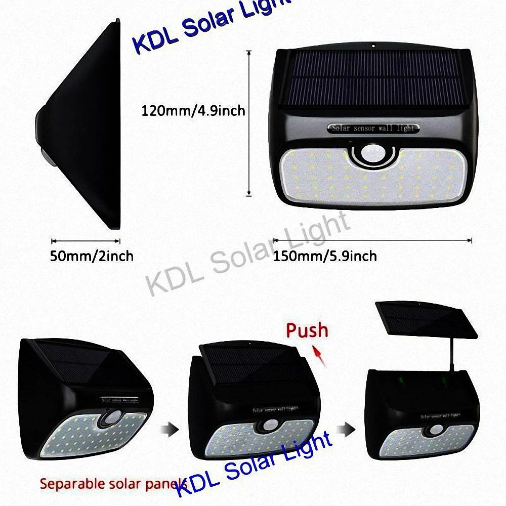 

3pcs/lot 48 leds split solar panel indoor Light PIR motion radar smart Solar Panel Lamp Garden Le to for Garden Back Door Step S