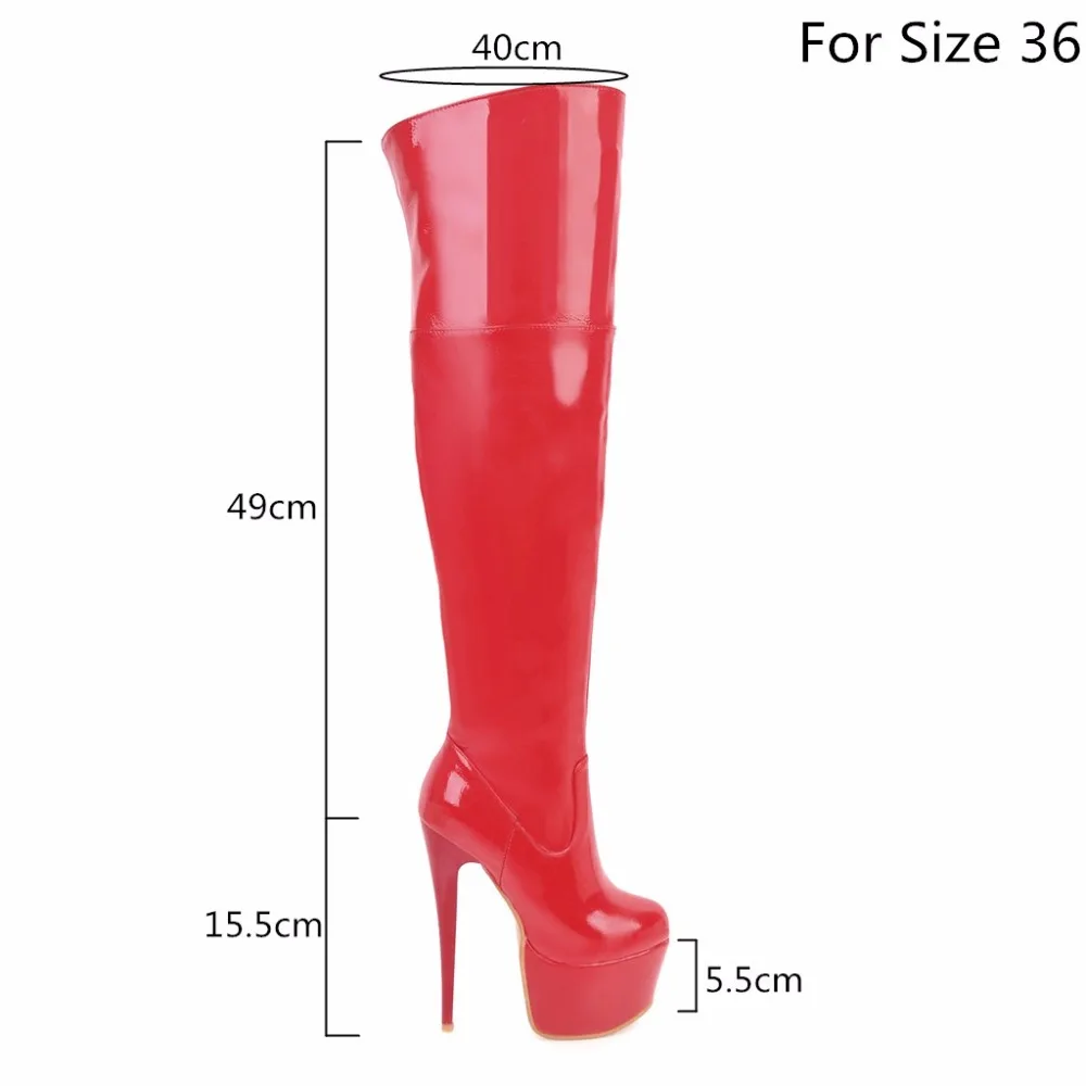 Red Over Knee Boots Women Extreme High Heel Platform Thigh High Boot Sexy Dance Nightclub Party Fetish Shoes Large Size 45 48 women high heel boots