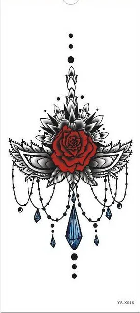 Временная татуировка под грудью, цветы розы, кружево, Алмазный Узор, боди, грудь, искусство, живопись, поддельные татуировки, стикер, водонепроницаемый - Цвет: YSX016