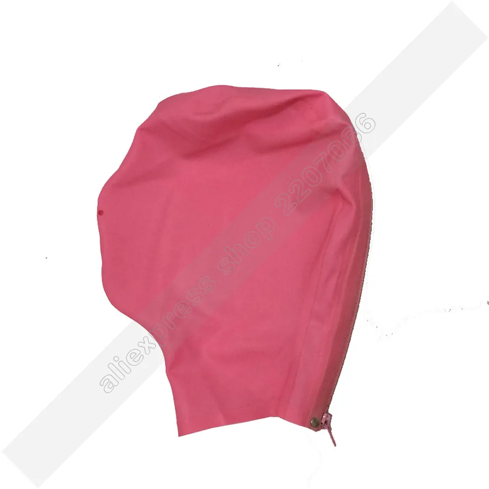 

Pink color full face latex rubber mask hood with nostrils handmade custom size made RLM034