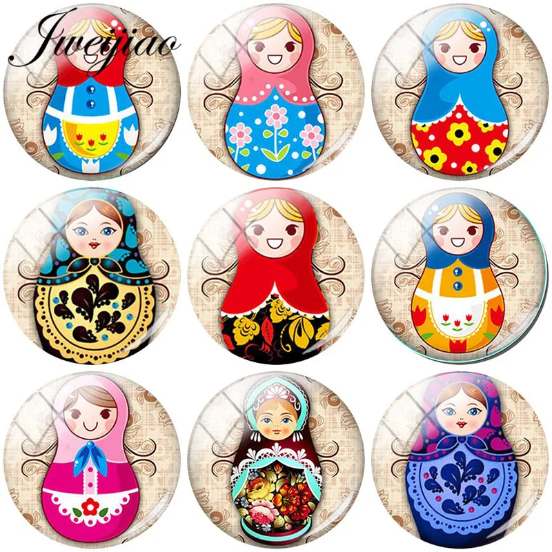 

JWEIJIAO Tradition Russian Matryoshka Japan Doll Picture DIY Glass Cabochon Dome For Keychain Bracelet Jewelry Findings Custom