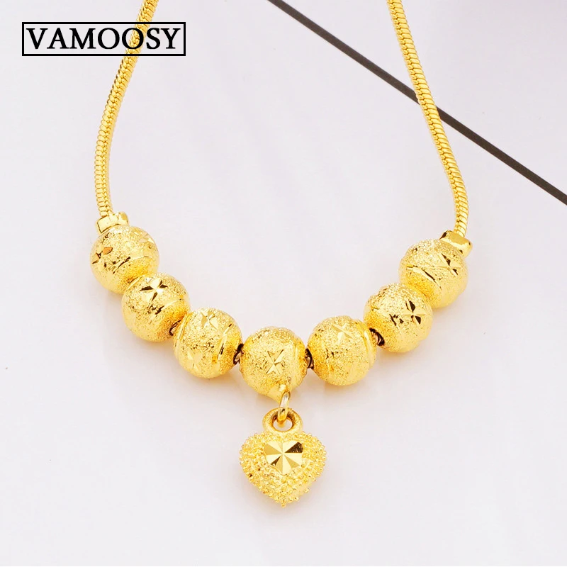 

New 24K Gold Color Jewelry Love Heart Necklaces & Pendants snake Chain Choker Necklace Collar Women Statement Jewelry Bijoux