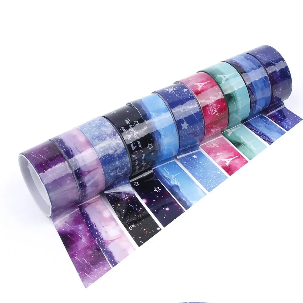 

10pcs/pack Washi Masking Tape Set Starry sky Paper Masking Tapes Japanese Washi Tape Diy Scrapbooking Sticker