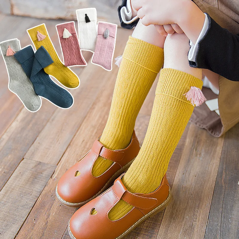 

Lawadka 2022 New Tassel Kids Socks Cotton Baby Kid Knee High Socks Kid Princess Girls Socks Children Clothing Accessories