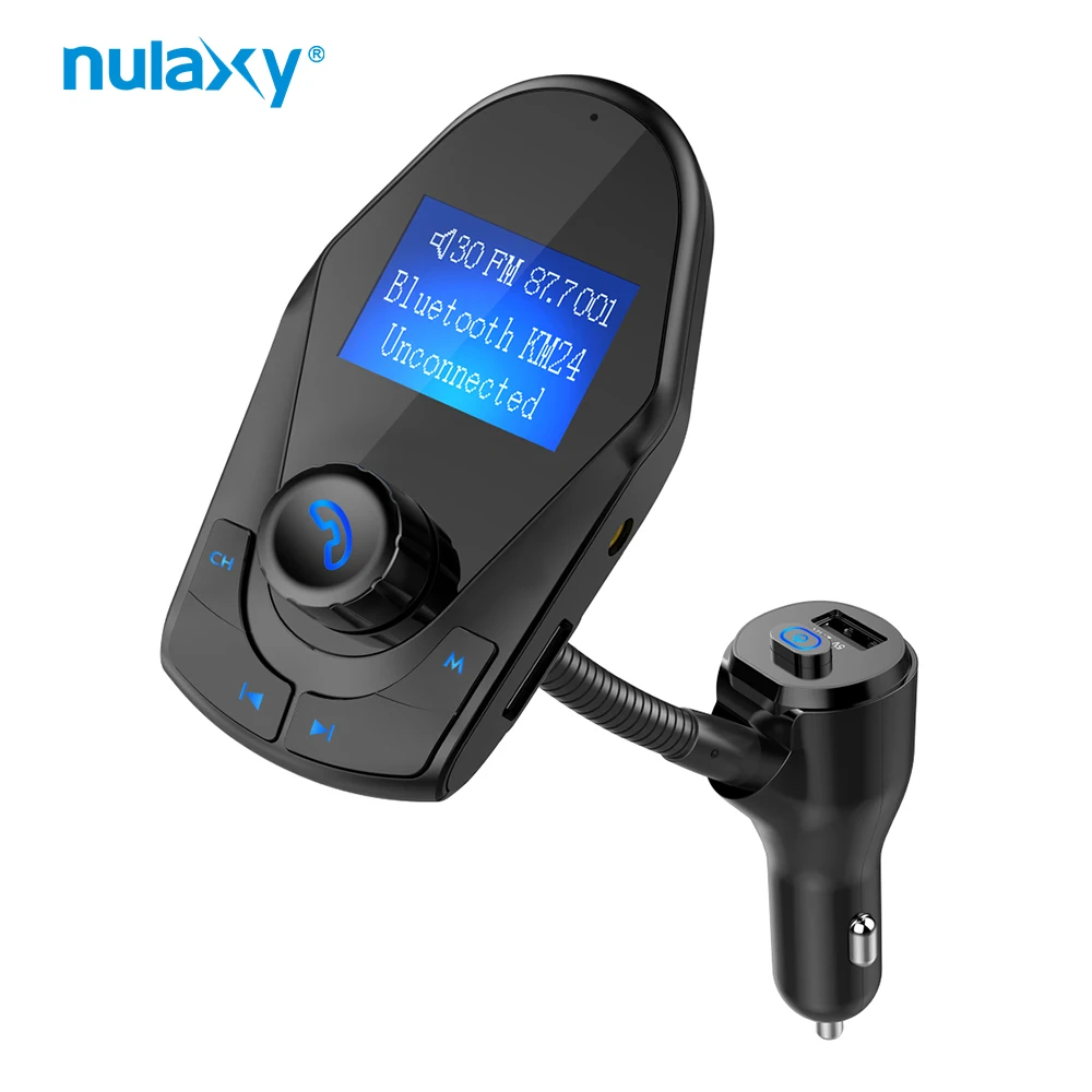

Nulaxy Car MP3 Player FM Transmitter Bluetooth Car Kit Wireless Hands-free FM Modulator Car Charger Power Off Switch LCD Display