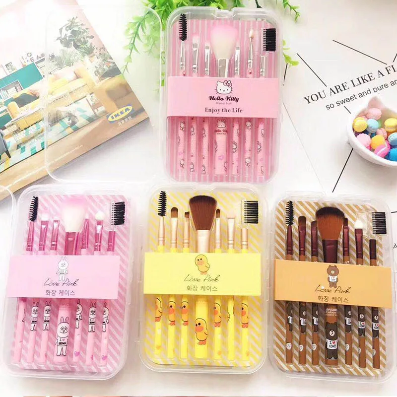 

Cute Cartoon 7Pcs Makeup Brushes Set Eye Shadow Foundation Powder Eyeliner Eyelash Lip Make Up Brush Cosmetic Tool Kit Hot