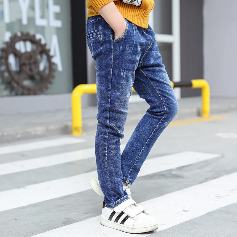 new 2018 spring blue mid waist jeans for boys kids denim pants for ...