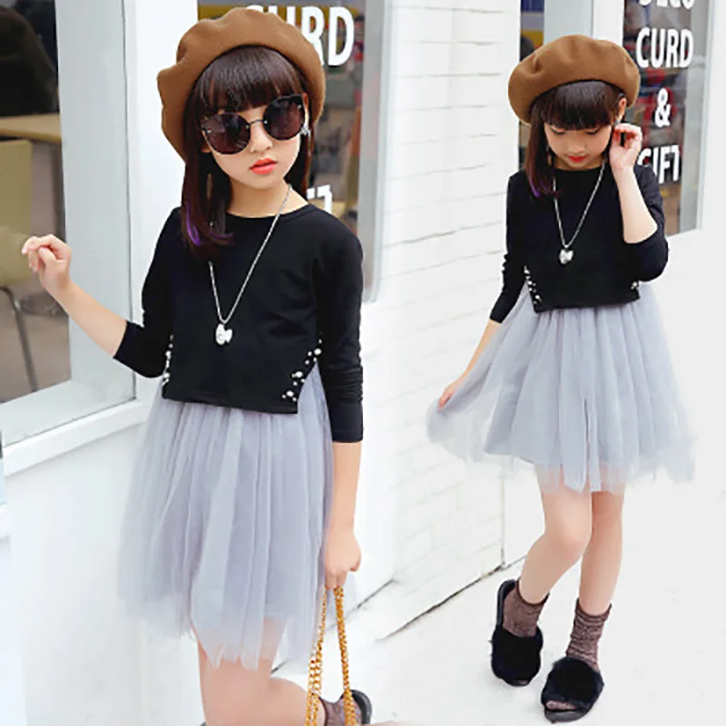 

Girl Clothes Sets Long Sleeve Kids Girl Skirt Set 2pcs Girl t shirt + Tulle Girls Skirt Summer Princess Costume Kids Clothes Set