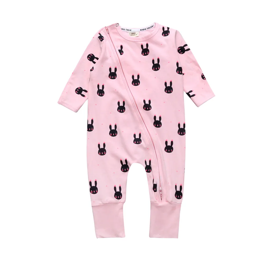 Детская одежда для новорожденных, комбинезон с круглым вырезом и рисунком на молнии, осенний костюм для малышей 0-24 месяцев, Пижама для маленьких мальчиков и девочек - Цвет: 8
