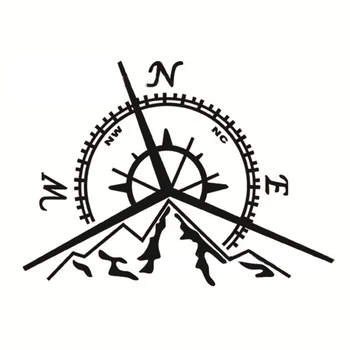 

13.7cm*9.4cm Fashion Mountains Compass Car Decal Nautical Compass Navigate Car Sticker